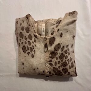 Cheetah print sweater with crystal buttons